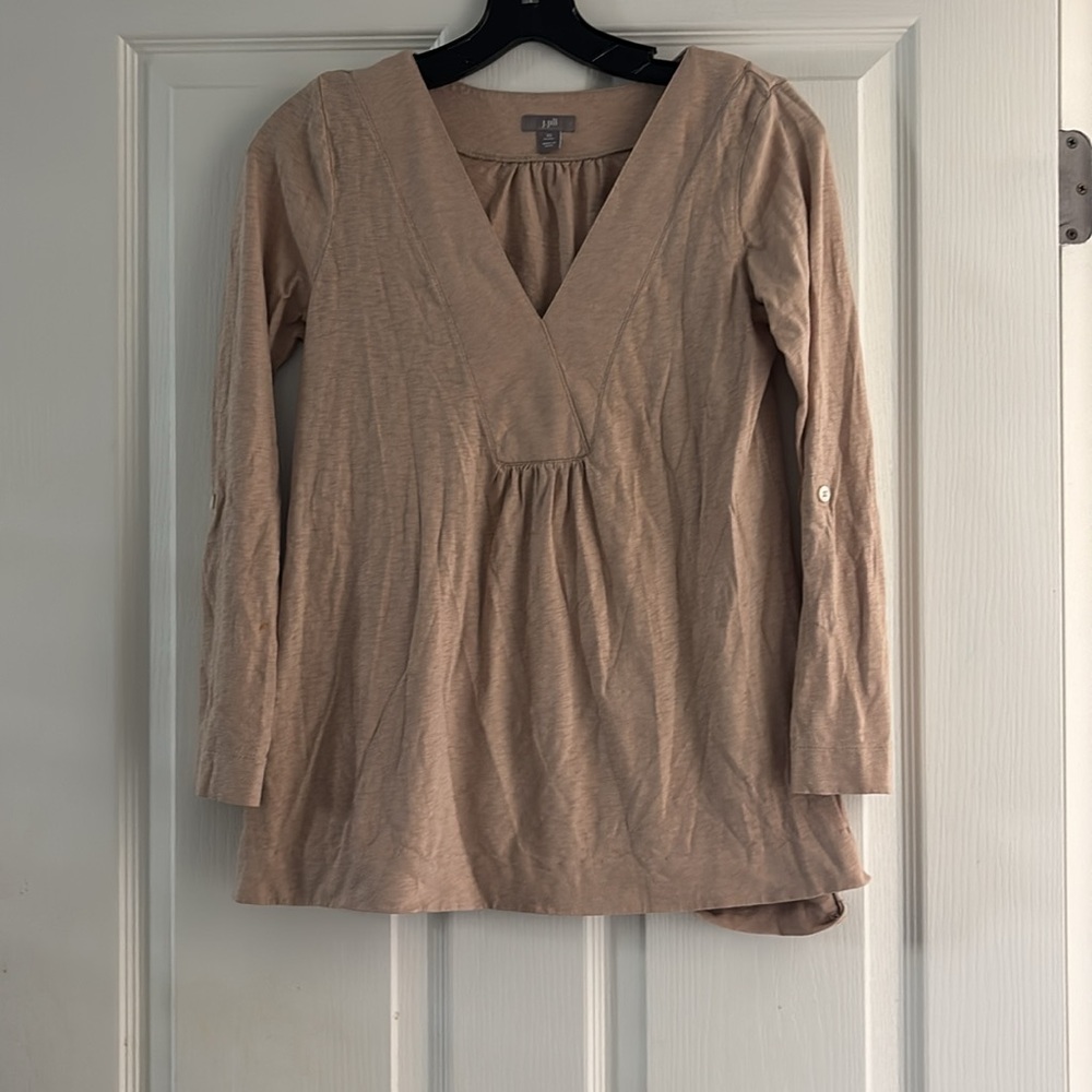 J. Jill Tan V neck Bracelet Sleeve XS Petite Top